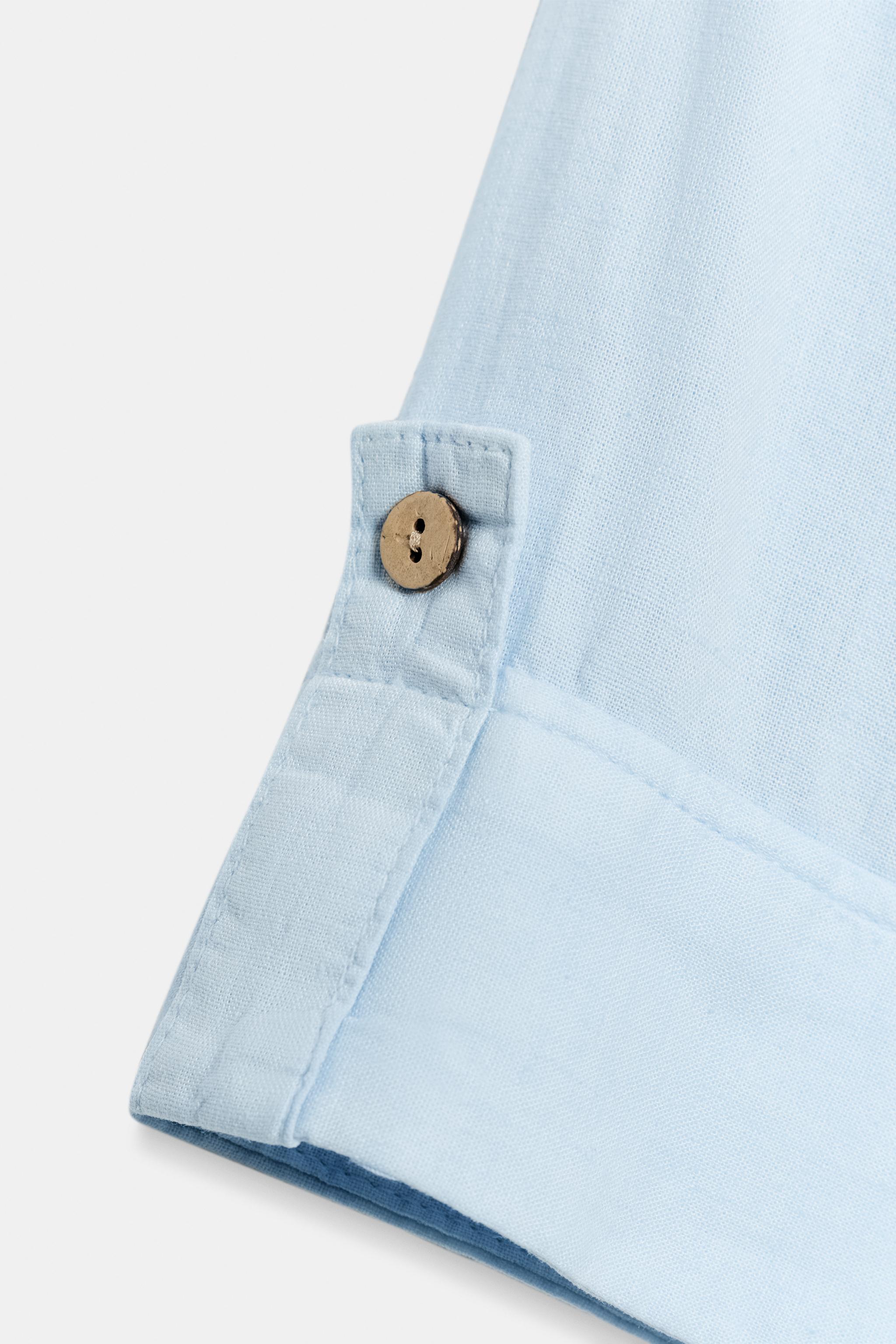 CROPPED LINEN BLEND SHIRT